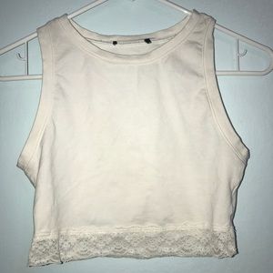 forever 21 white tank crop top w lace